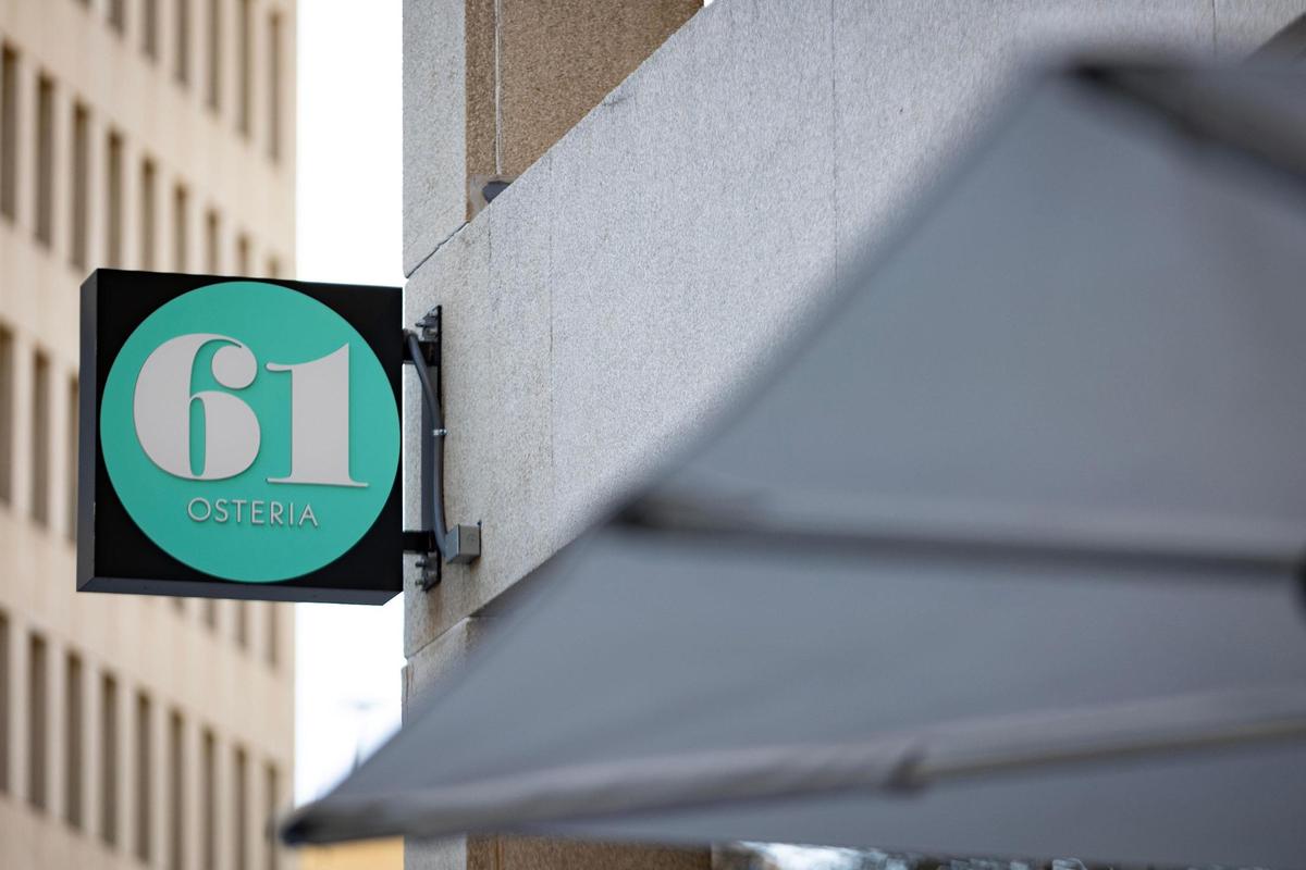 The 61 Osteria restaurant sign in downtown Fort Worth on Monday, March 6, 2023. The restaurant is opening a new patio space to enjoy this spring.