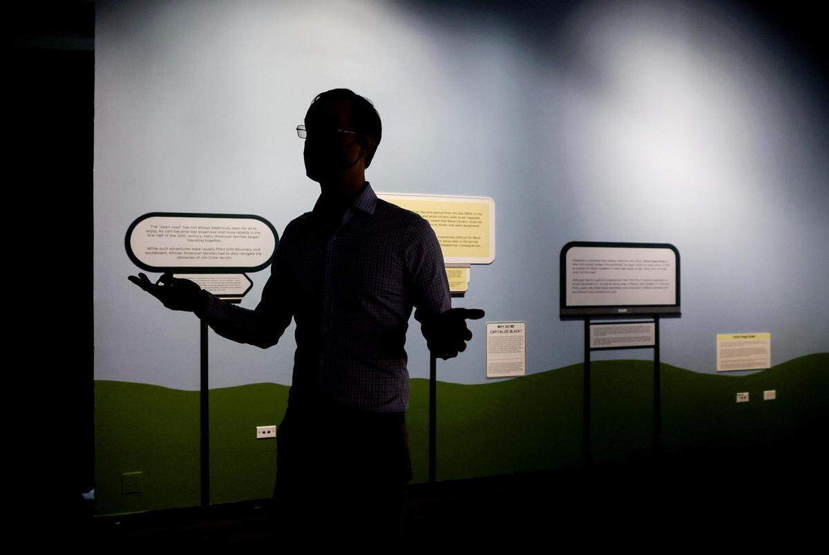 Morgan Rehnberg, chief scientist at the Fort Worth Museum of Science and History, describes what visitors can expect when they visit the upcoming exhibit ‘Fort Worth and the Green Book’ on Wednesday, February 8, 2022. The exhibit opens to the public on February 11.