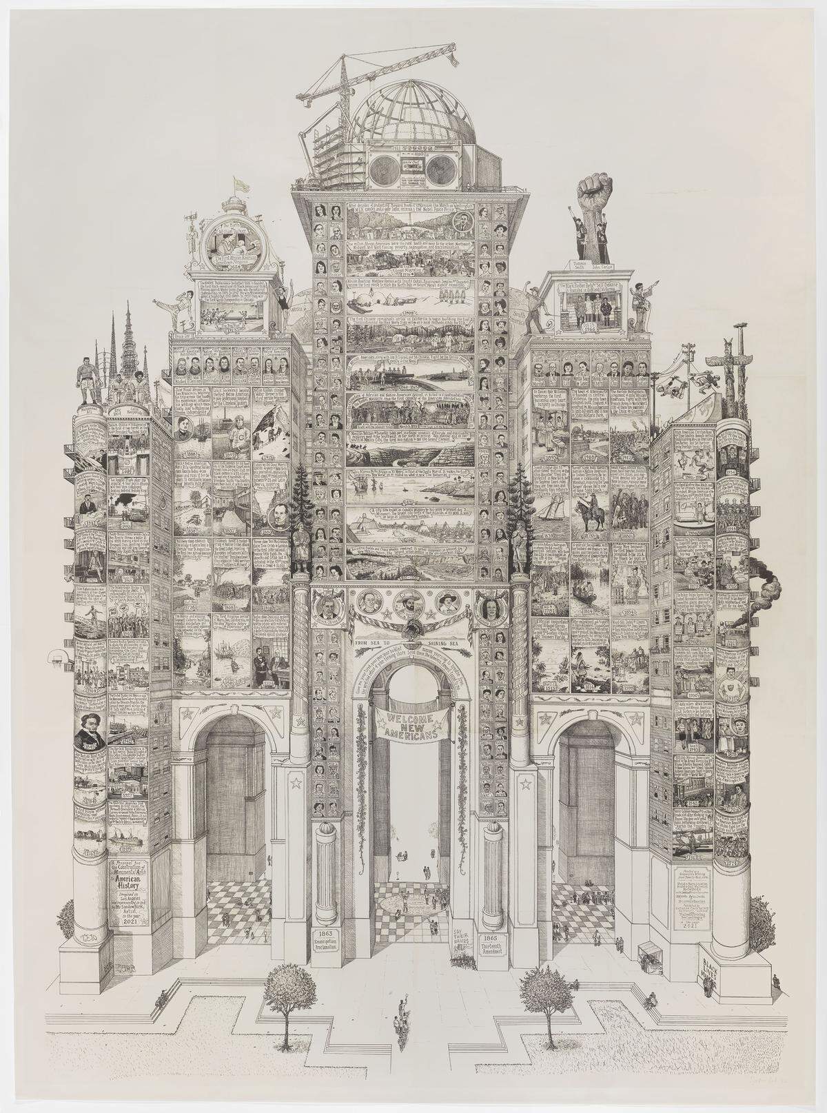 Sandow Birk (b. 1962) White Out: A Monumental Arch to American History, 2021 Direct gravure etching. Amon Carter Museum of American Art.