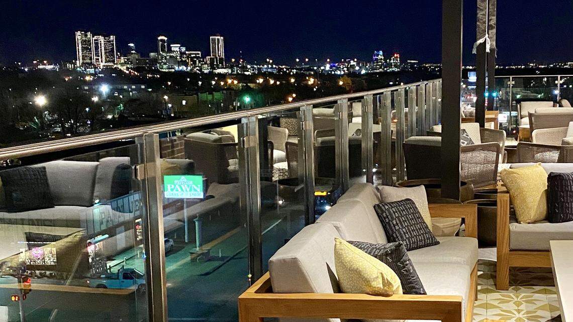 The downtown view from Ático, a Barcelona-style tapas bar on top of a North Main Street hotel.