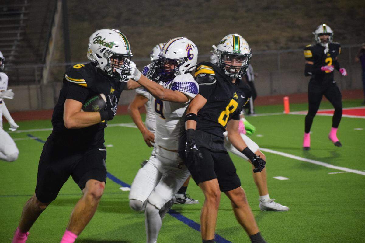 Benbrook’s Kade Cross (6) runs the ball for a touchdown during a high school football game against Godley at Clark Stadium in Fort Worth, Texas Friday, October 18, 2024.