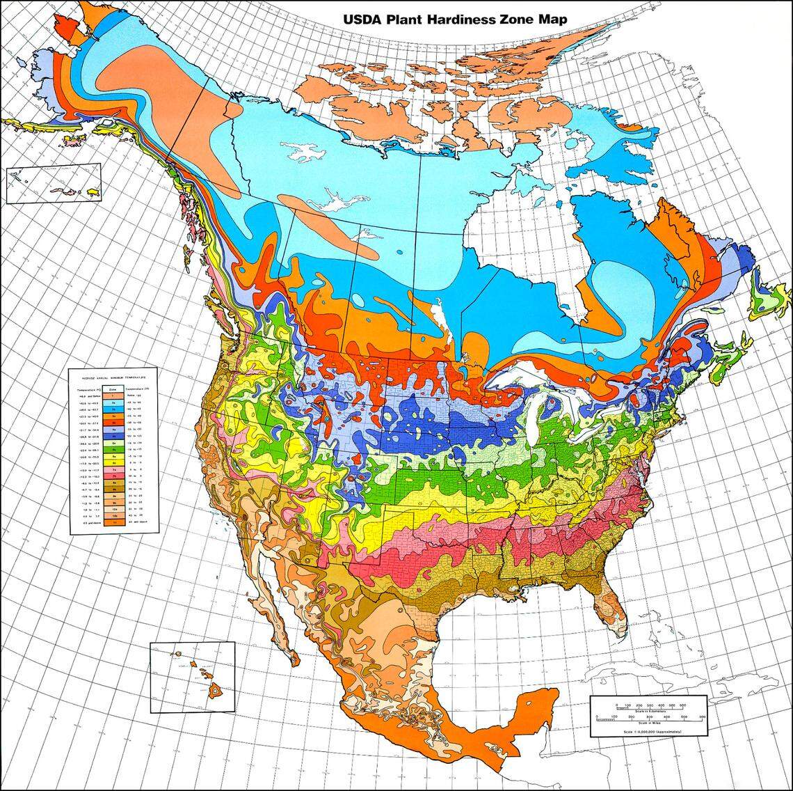 The 1990 USDA Hardiness Zone Map may still be the most accurate locally.j