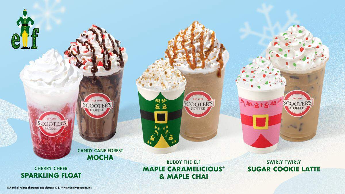 2025 “Elf” movie inspired holiday drink menu at Scooter’s Coffee