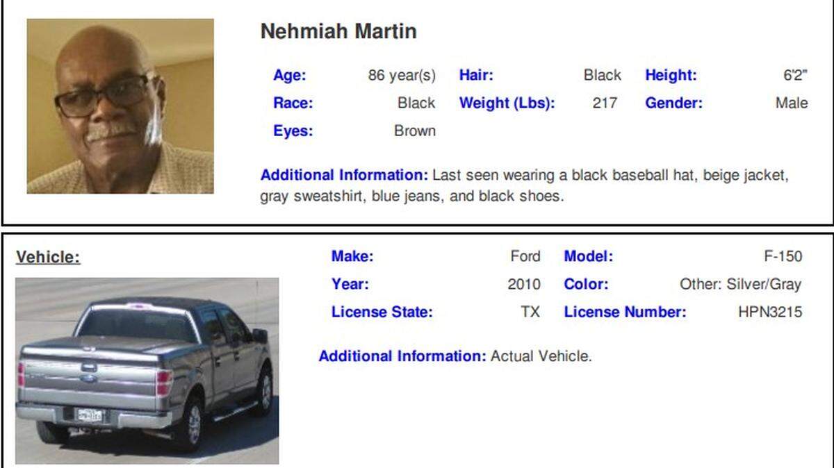 The Silver Alert for Nehmiah Martin, an 86-year-old Grand Prairie man, was canceled Tuesday morning after Martin was found.