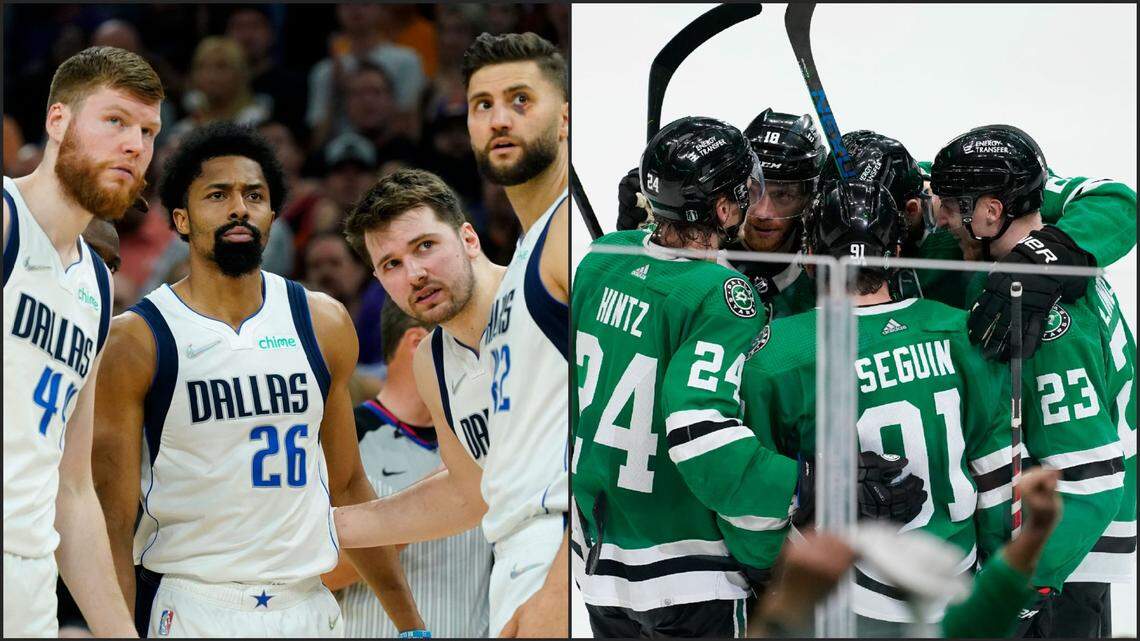 The Dallas Mavericks, left, and the Dallas Stars, both play in decisive Game 7 finales Sunday night. The Mavs take on the Phoenix Suns in Phoenix at 7 p.m. on TNT in the NBA playoff’s second round and the Stars play the Calgary Flames at 8:30 p.m. in Canada on ESPN2 and Bally’s Sports Southwest in the NHL first round playoff series.