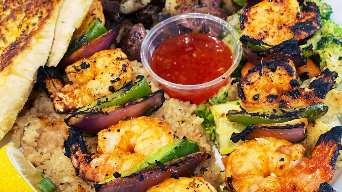 Grilled Shrimp Skewers from The Cajun Market & Cafe.