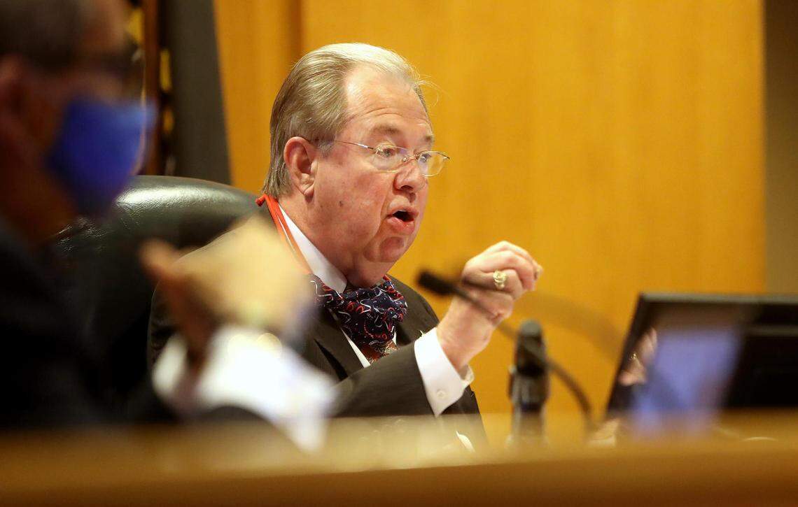 Tarrant County Judge Glen Whitley speaks during a meeting of the Tarrant County Commissioners Court on Tuesday, Nov. 10, 2020.