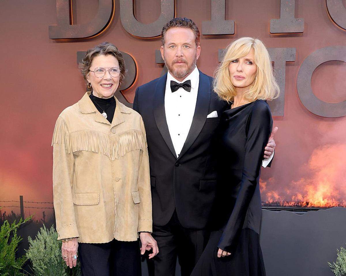 NEW YORK, NEW YORK - MAY 12: (L-R) Annette Bening, Cole Hauser, and Kelly Reilly attend Paramount+'s "Dutton Ranch" New York Premiere at AMC Lincoln Square 13 on May 12, 2026 in New York City. (Photo by Michael Loccisano/Getty Images)