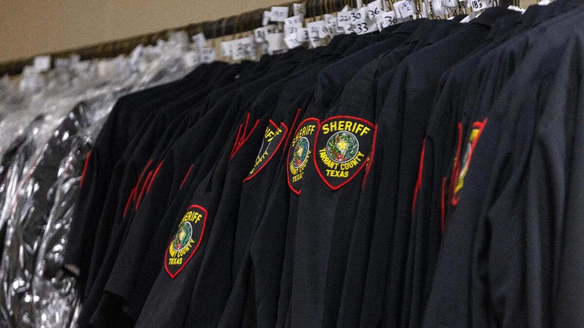 Uniforms at the current Tarrant County Sheriff’s Training Academy in Fort Worth are kept in a 404-square-foot quartermaster’s space.