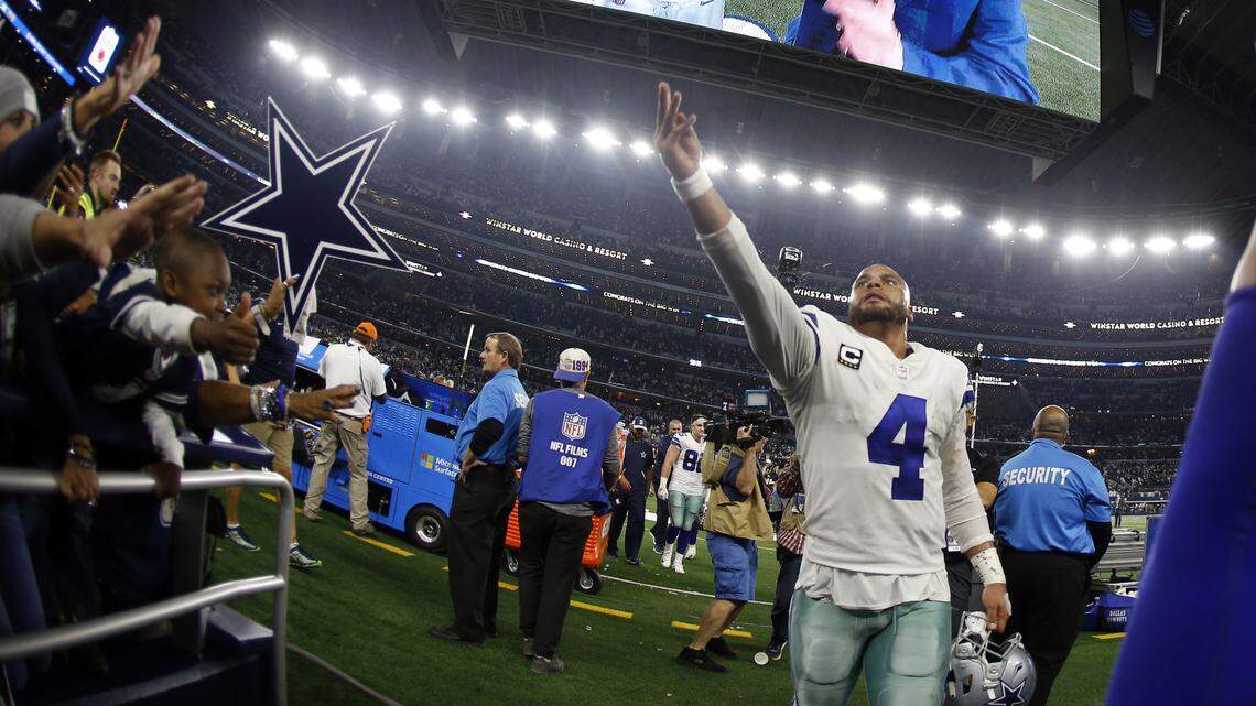Dallas Cowboys quarterback Dak Prescott threw for career highs in attempts (54), completions (42) and yards (455) and had three touchdown passes to Amari Cooper, including a 15-yard game-winning pass in overtime Sunday to beat the Philadelphia Eagles 29-23.