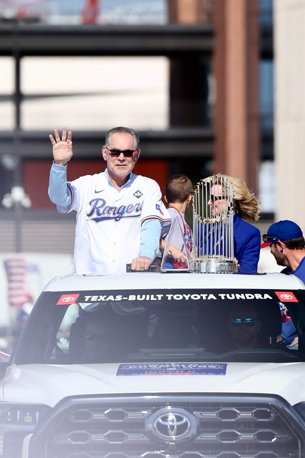 Texas Rangers Manager Bruce Bochy during the World Series parade Friday, Nov. 3, 2023, in Arlington.