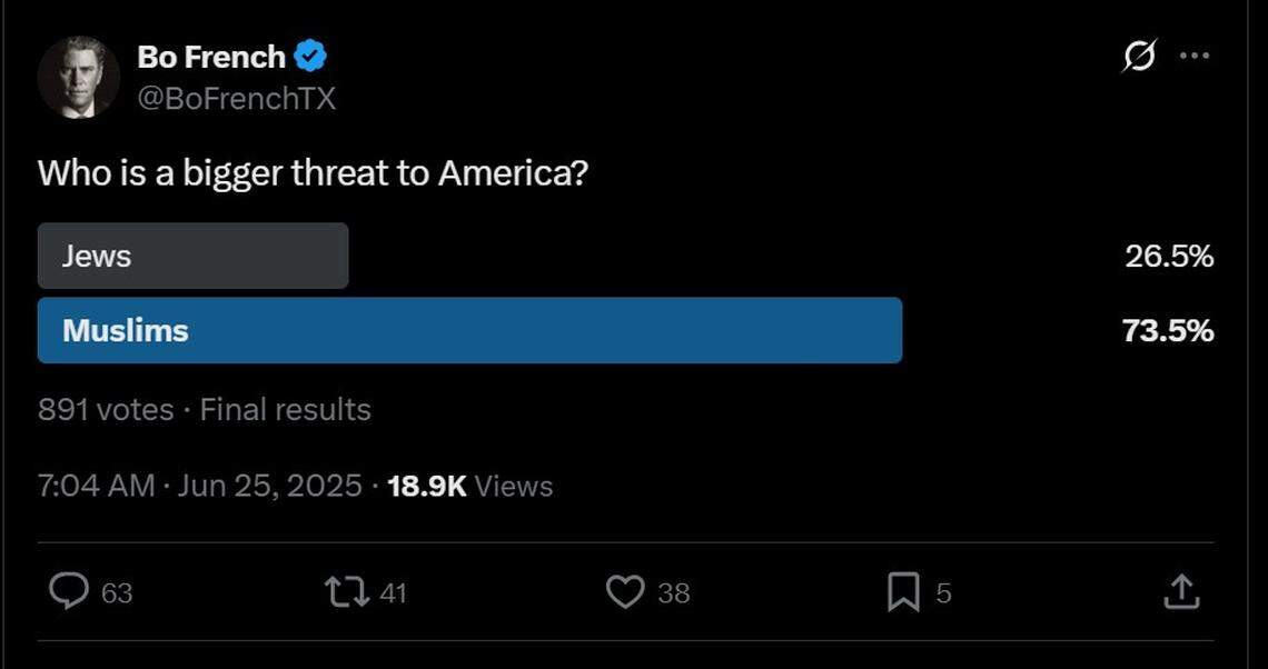 Bo French’s post on X, which has since been deleted.