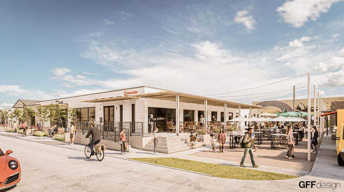 Artist renderings of The Foundry District redevelopment along Carroll Street and White Settlement Road.