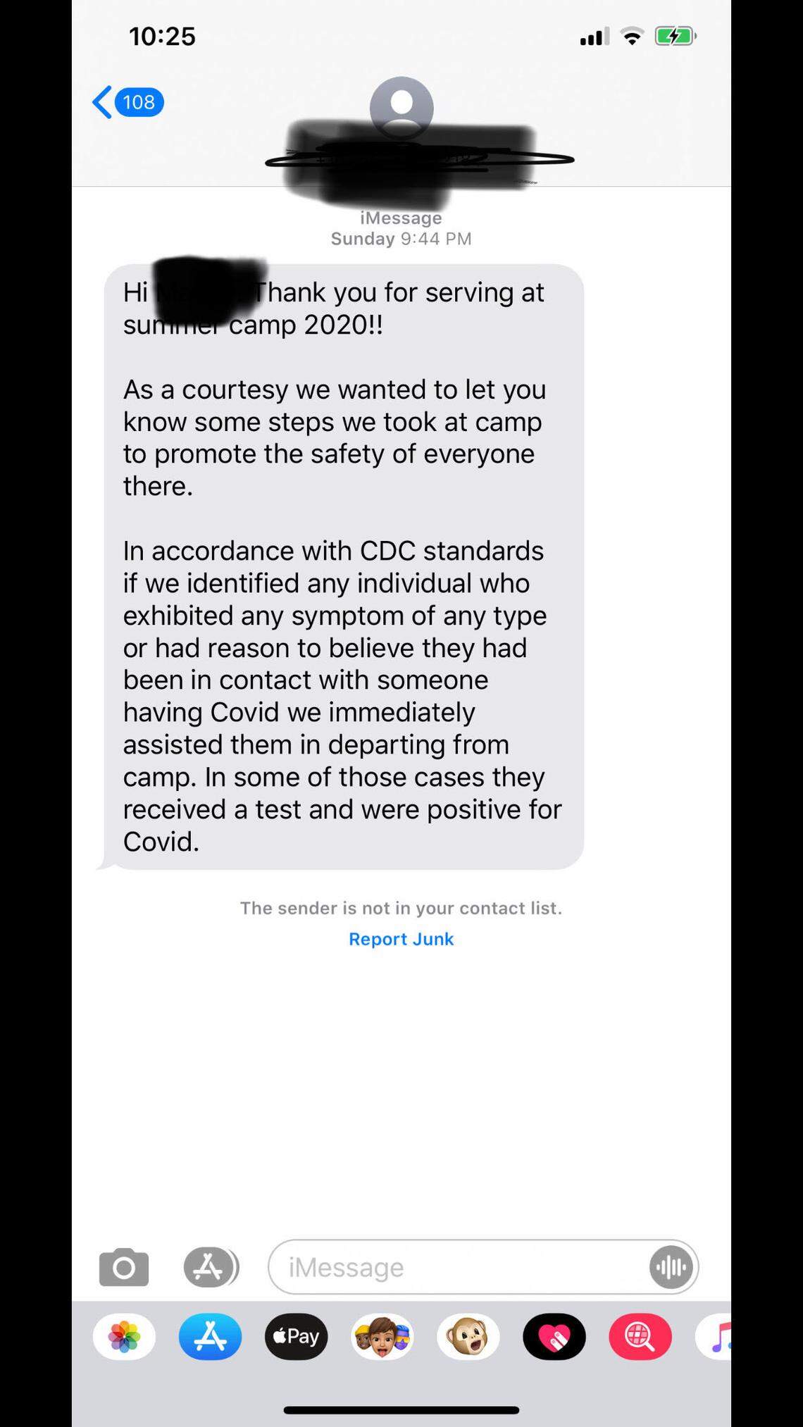 A member of Fellowship Church in Grapevine shared a screenshot of a text she got from church leadership about coronavirus.