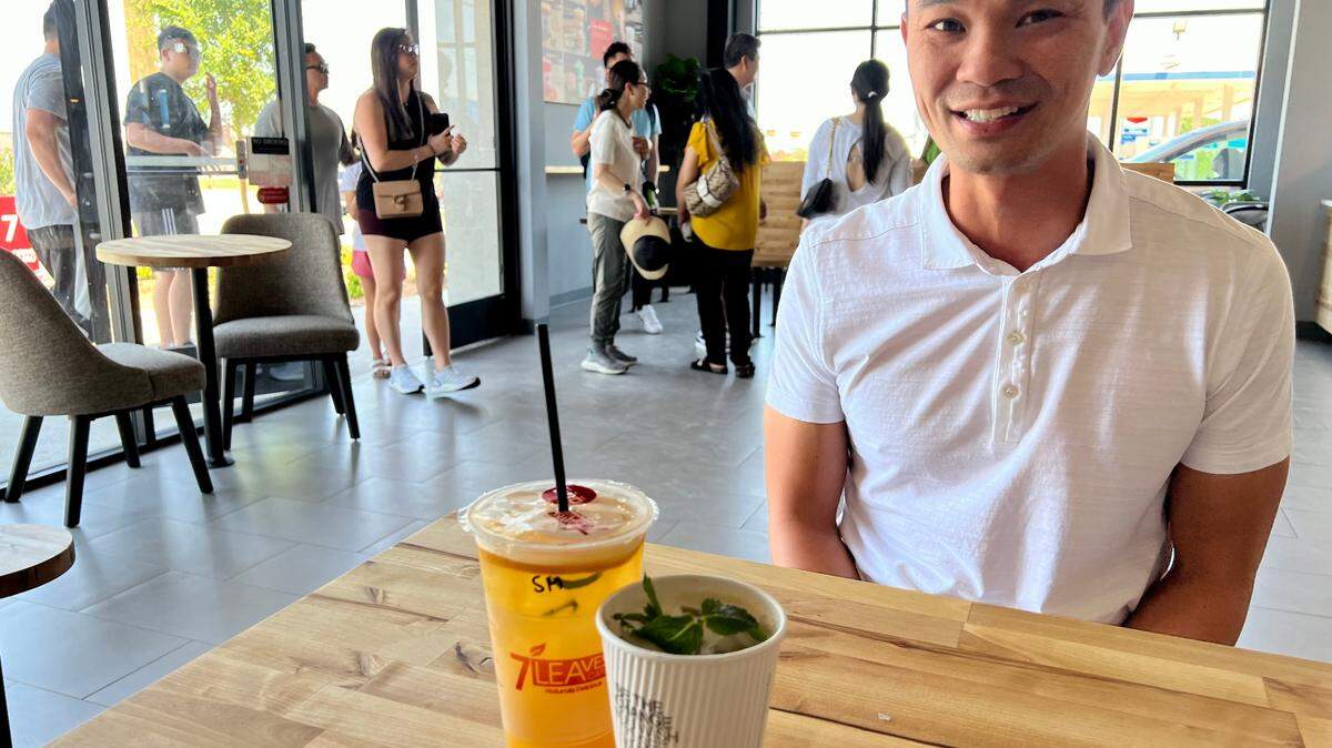 Tony Nguyen, son of the Vietnam Plaza family, owns 7 Leaves Cafe’s busy Grand Prairie franchise.