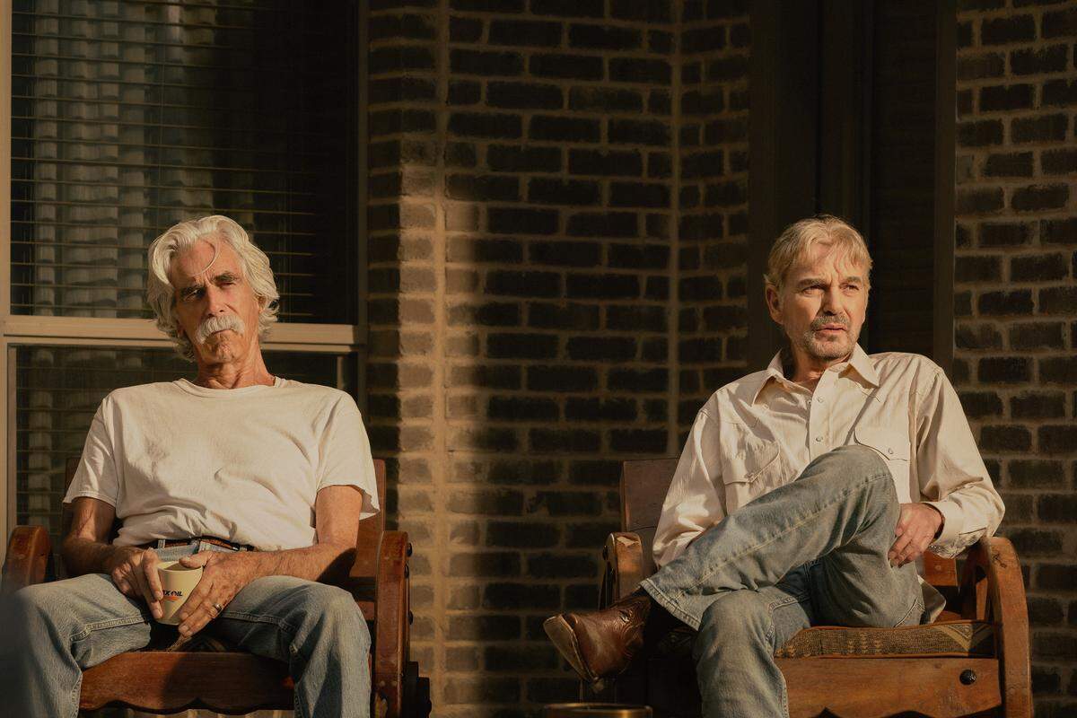 Sam Elliott as T.L. and Billy Bob Thornton as Tommy in “Landman” episode 10, season 2, streaming on Paramount+.