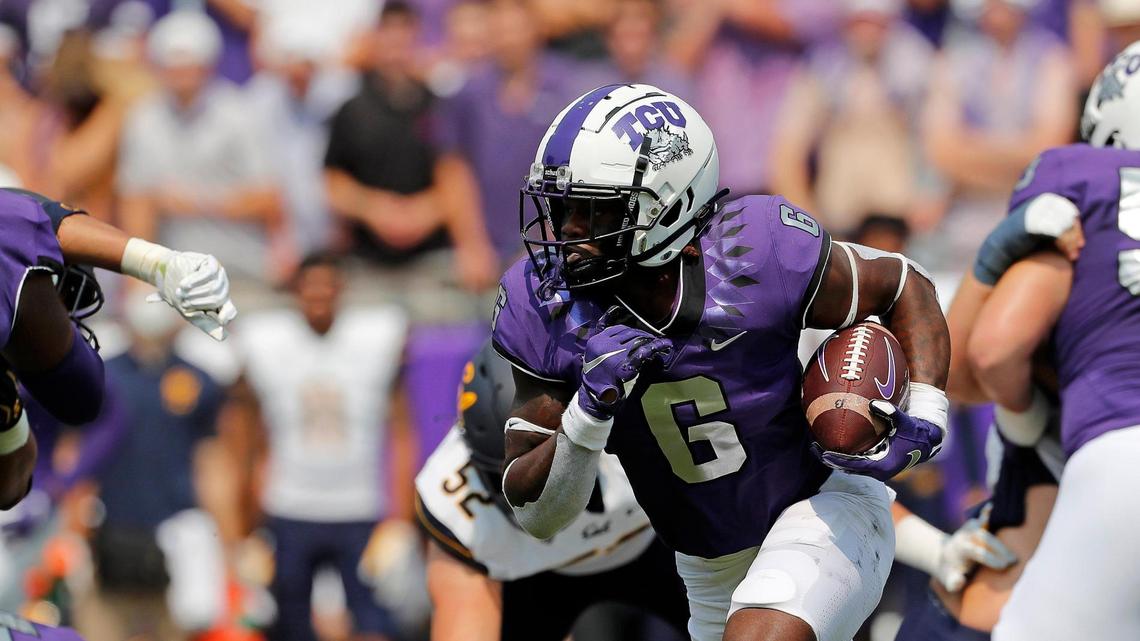 TCU running back Zach Evans (6) is leading the team with 648 yards rushing and five TDs this season.