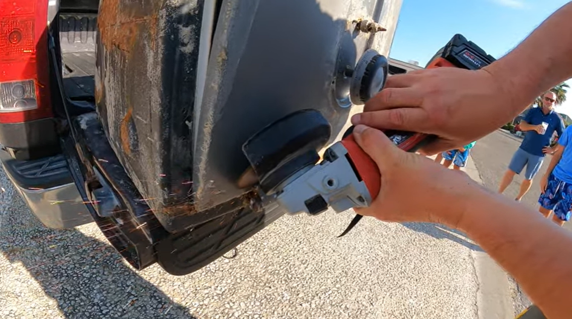 Jace Tunnell and others forced the safe open using crowbars, hammers and a metal grinder.