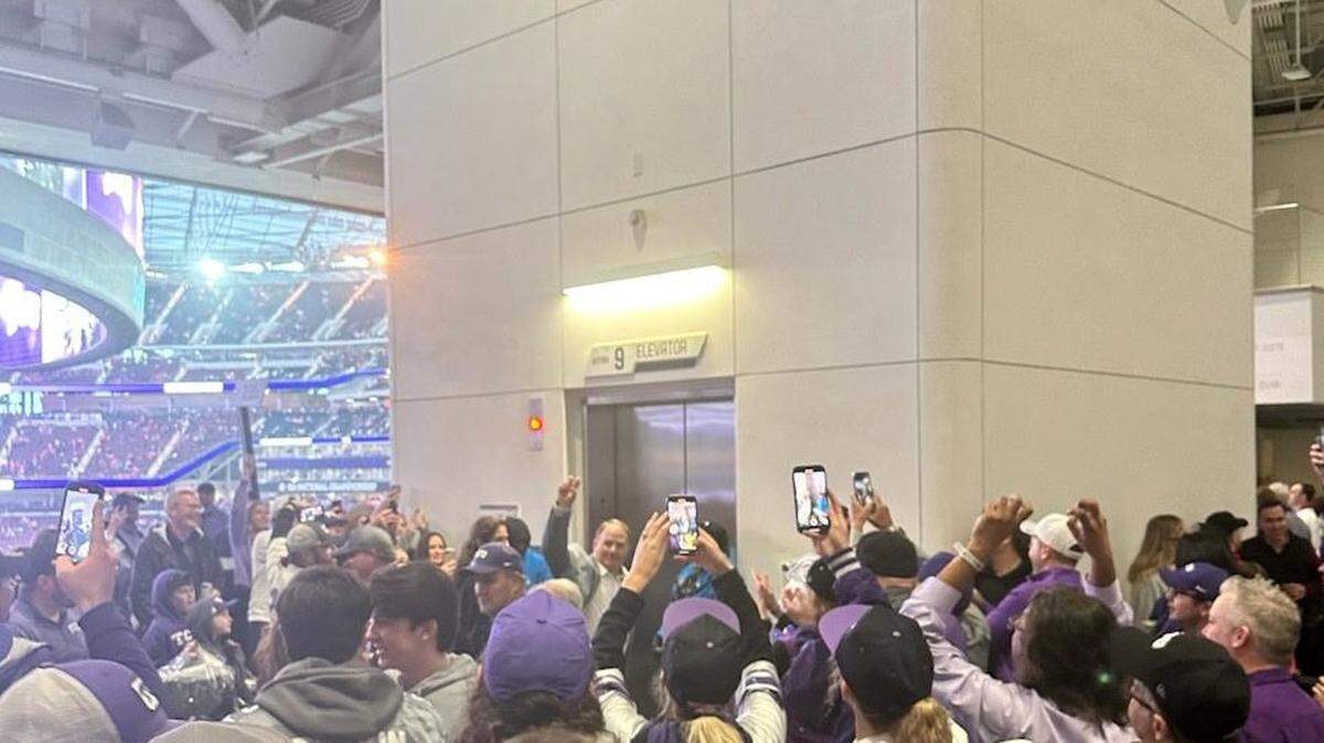 Former TCU coach Gary Patterson greets fans in the concourse of SoFi Stadium before Monday’s TCU-Georgia game.