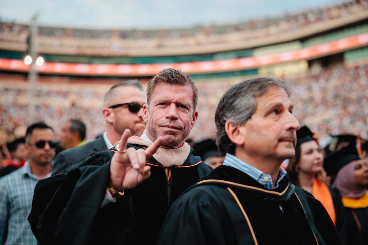 Taylor Sheridan at the University of Texas at Austin’s spring 2025 commencement on May 10, 2025.