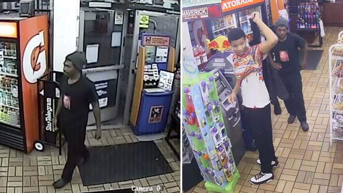 Police are searching for these two suspects, who are accused of following a man home from a south Fort Worth convenience store and robbing him last week.