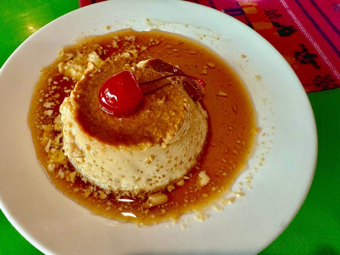 Housemade flan at Dos Amores restaurant, formerly Miguelito’s.