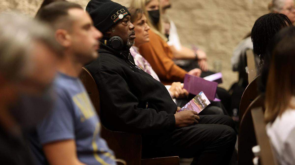 The memorial for those who died experiencing homelessness in Tarrant County drew a crowd of more than 50 Tuesday morning at Union Gospel Mission.