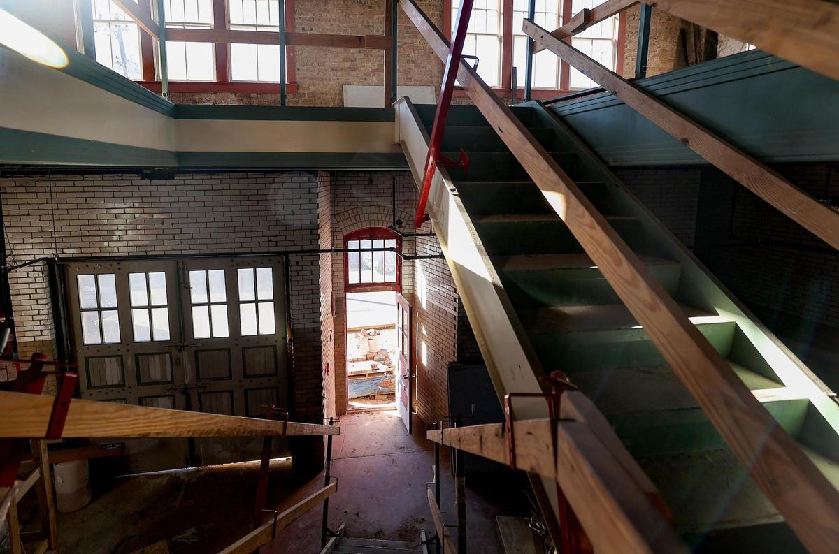 Construction continues on the Nobleman Hotel in the Near Southside neighborhood of Fort Worth on Wednesday, Dec. 12, 2024. The hotel, part of the Tapestry Collection by Hilton, incorporates an historic fire station into the heart of its design.