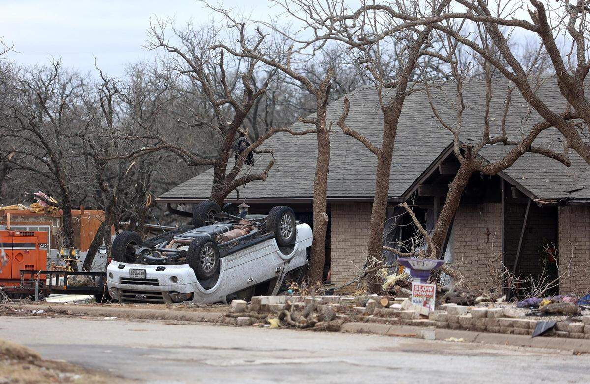 Tornado damage can be seen near the elementary school in Jacksboro on Tuesday, March 22, 2022. Parts of the town suffered severe damage from a tornado.