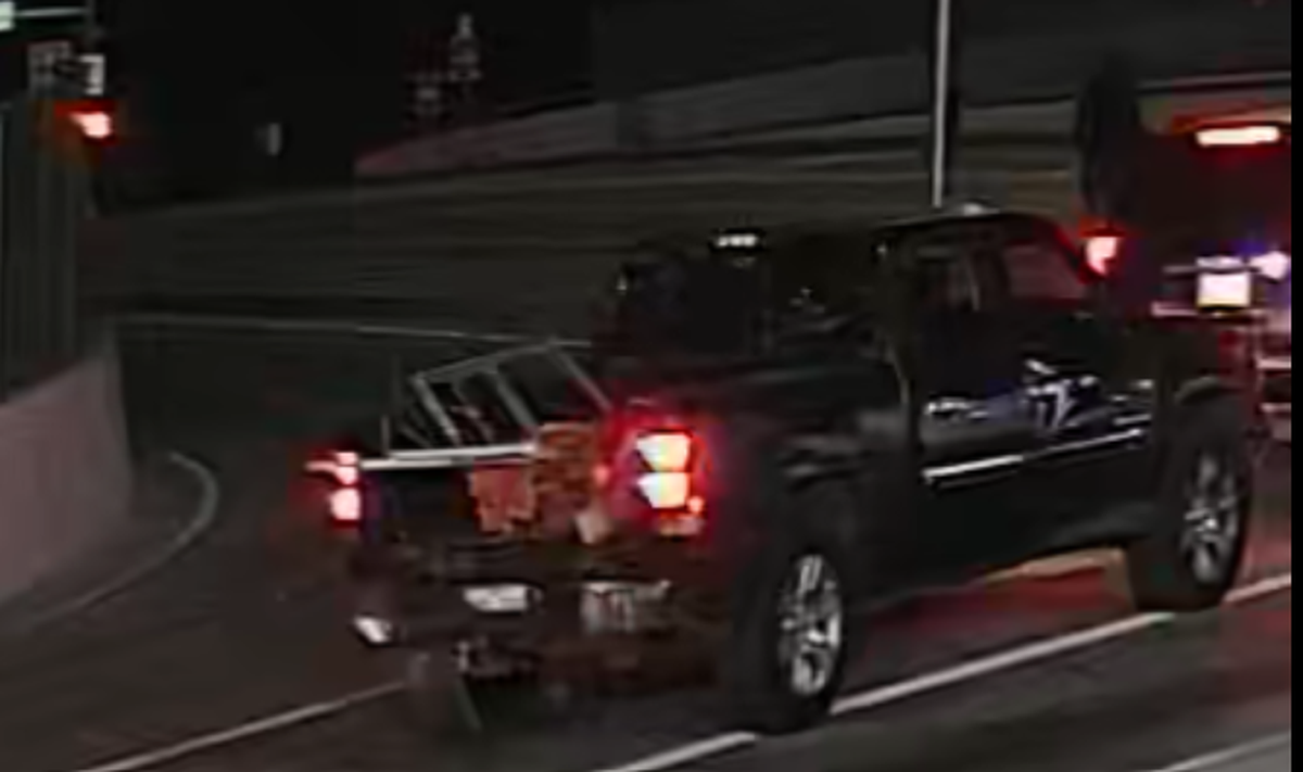 The rear view of the suspect’s vehicle, a 2005-2010 GMC pickup.