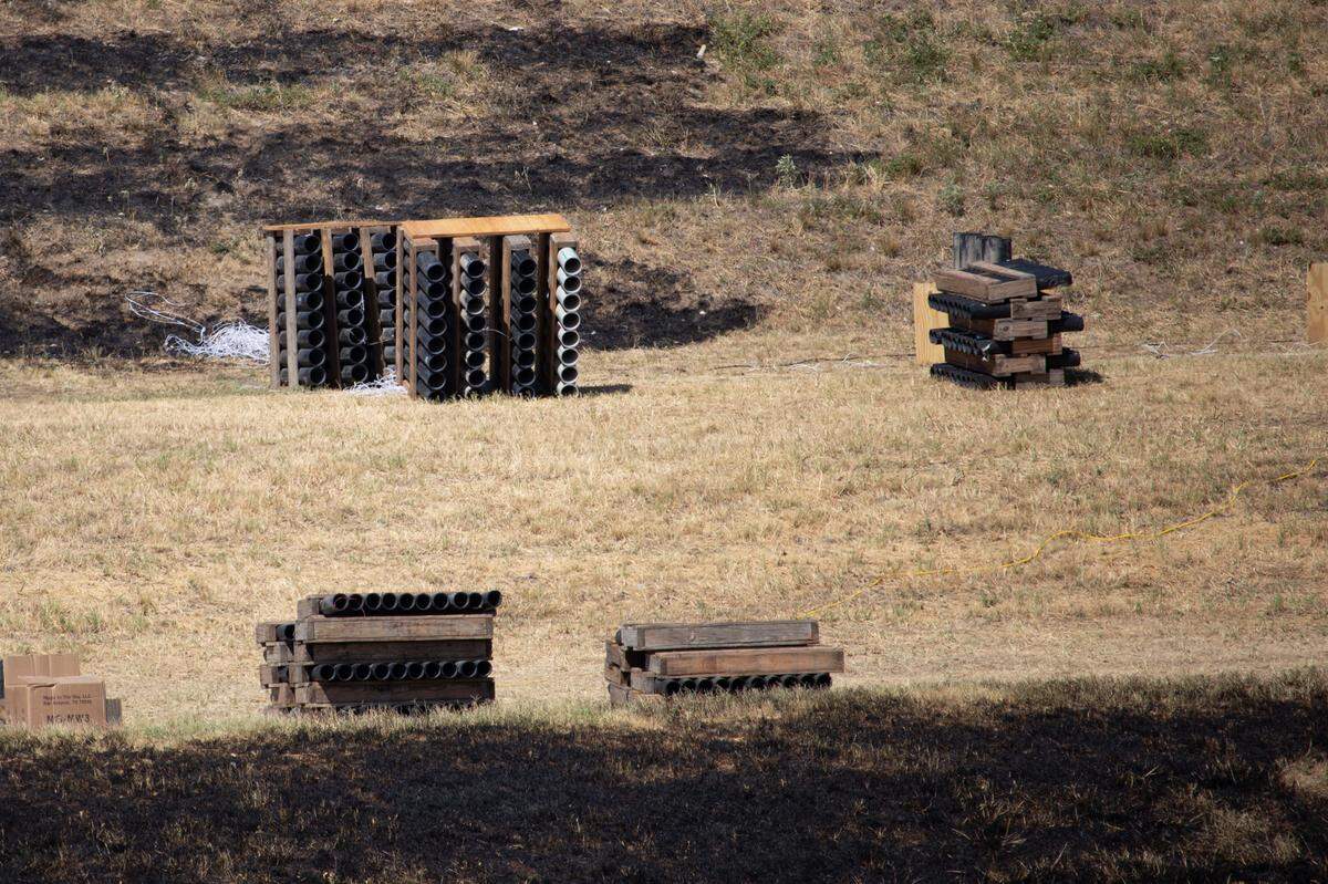On Monday night, the Fort Worth’s Fourth fireworks event was stopped when several grass fires sparked minutes after the show began. Charred grass dotted the area around Panther Island Pavilion on Tuesday.