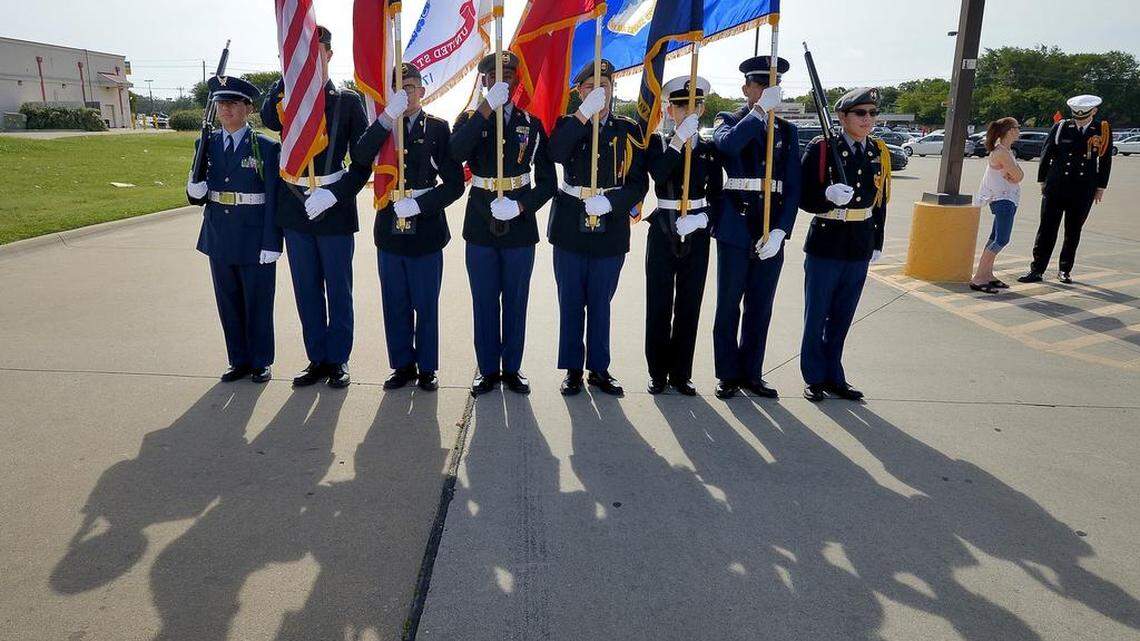 The Fort Worth ISD JROTC Joint Color Guard leads the Juneteenth parade in Forest Hill, TX, Saturday, June 17, 2017. The NRA awarded $7.3 million in grants to schools and youth programs from 2010 through 2016, and the Fort Worth district was among the recipients.