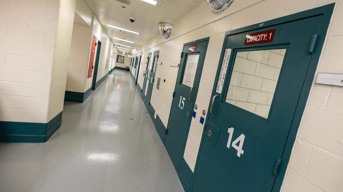 The first floor of inmate cells at the Tarrant County Corrections Center in Fort Worth on Thursday, Jan. 25, 2024.