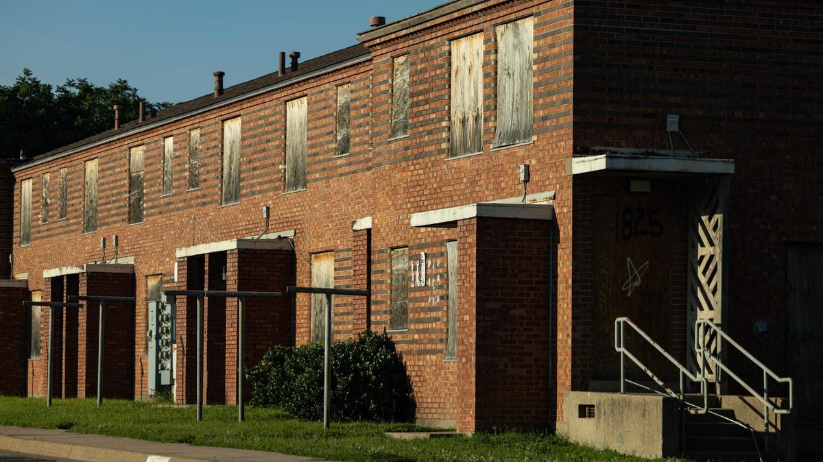 Buildings on the 1900 block of Stephenson Street at Butler Place in Fort Worth on Tuesday, May 14, 2024. Butler Place was home to hundreds of residents despite the stigma of being in the projects and the violence surrounding them. Although the future of the neighborhood remains uncertain, demolition plans are in place for most of the area.