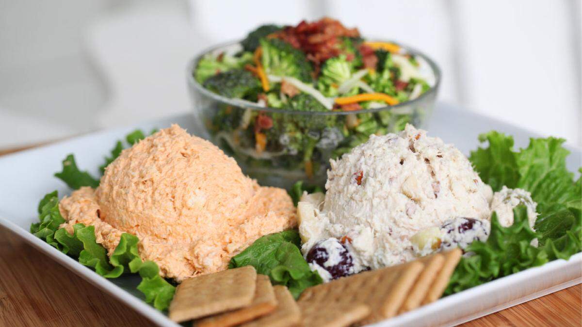 A Chick Trio, which comes with a side, is one menu option at Chicken Salad Chick.