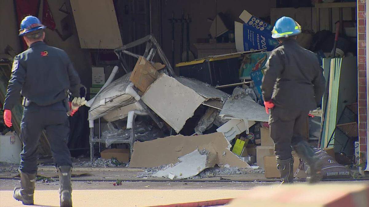 Two men were injured in an explosion and fire at a house in north Tarrant County, near Saginaw, on Thursday afternoon.