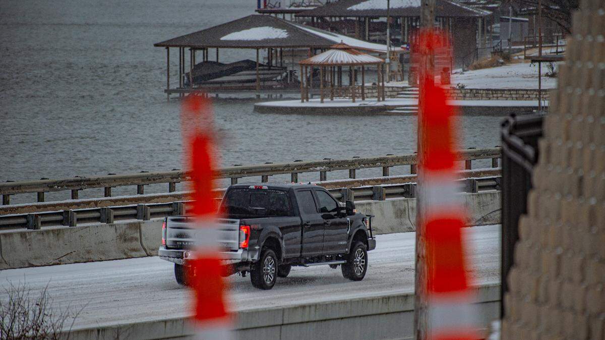 The brine solution that is applied to Texas roads before a snowstorm arrives can lead to corrosion in vehicles. Photo taken Feb. 3, 2022.