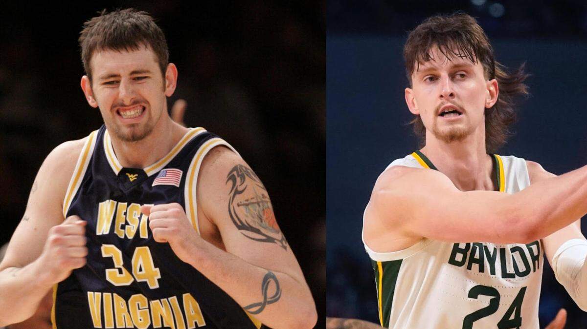 Few players in college basketball captured an audience like West Virginia’s Kevin Pittsnogle (left) did years ago. With a similar look and game, Baylor’s Matthew Mayer has the same feel, only he could cash in thanks to NIL. Mayer and Baylor advanced to the second round of the NCAA Tournament with a win over Norfolk State on Thursday at Dickies Arena.