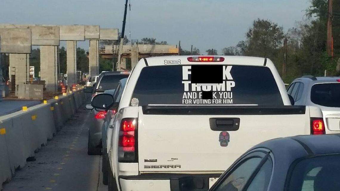 Fort Bend County Sheriff Troy Nehls posted this picture of a truck recently spotted in the Houston area. Nehls said he could press disorderly conduct charges against the owner.