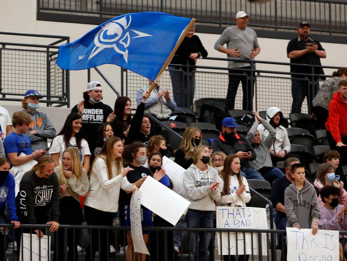 Joshua fans cheer on their team during the second half of a 14-5A high school basketball game at Cleburne High School in Cleburne, Texas, Tuesday, Feb. 09, 2021. Joshua defeated Cleburne 68-50. (Special to the Star-Telegram Bob Booth)