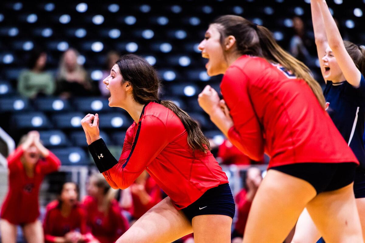 Janet DeMarrais (12) celebrates during the 5A state semifinal game between Grapevine and Comal Canyon at the Curtis Culwell Center in Garland on November 19, 2021. Photo by Matt Smith. Special to the Star-Telegram.