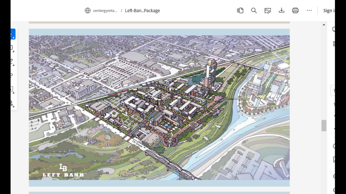 Dallas-based Centergy Retail needs a variance to allow them to orient a proposed residential high rise to face the Trinity River.