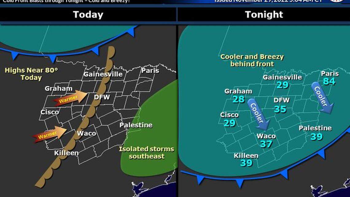 Weather map showing high and low temeratures.