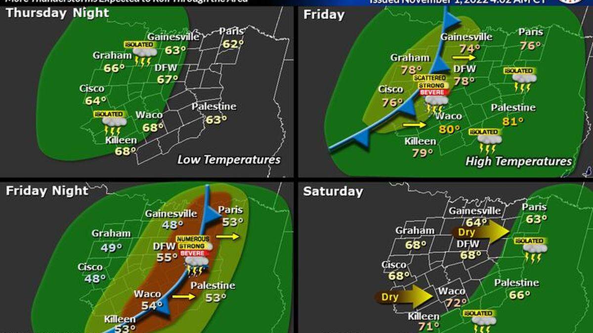 The next storm chances arrive Thursday night and continue to Saturday morning.