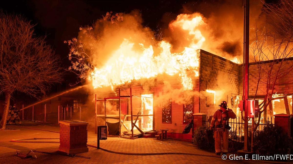 Fort Worth firefighters battle a blaze that destroyed the city’s original Juneteenth museum.