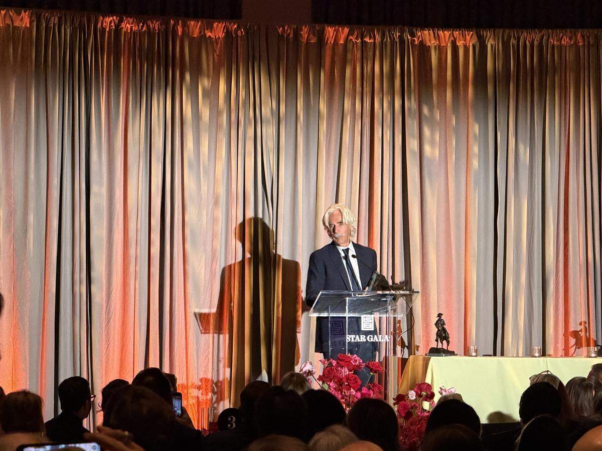 Sam Elliott accepts the “Bill Paxton Achievement in Film Award” at the Lone Star Film Festival Gala at the Bowie House hotel on Friday, Nov. 7, 2025.