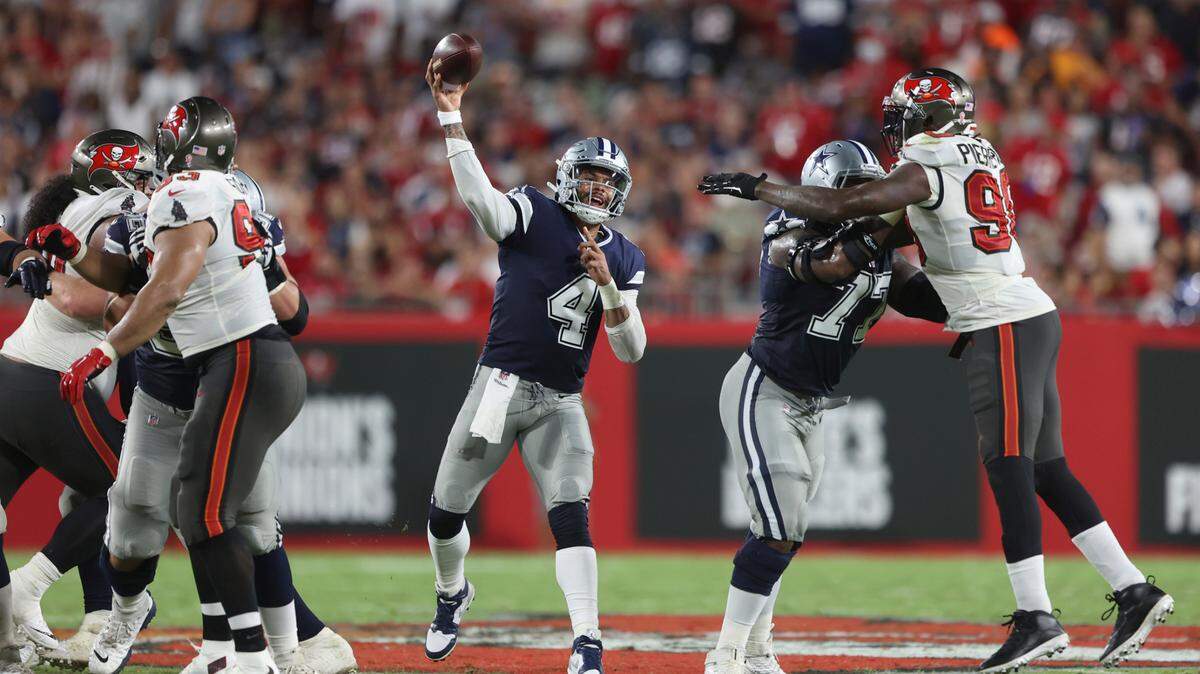 Dallas Cowboys quarterback Dak Prescott (4) is good to go for Sunday’s season opener against the Tampa Buccaneers after popping scar tissue in his right ankle..