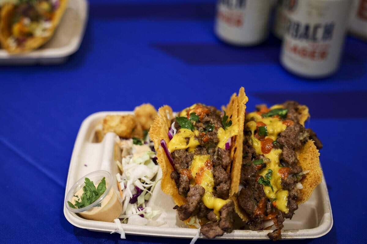 The Burger Chop Tater Tacos is a chopped burger topped with sautéed onions and jalapeño, cheese, buffalo buttermilk ranch coleslaw in a cheddar cheese tater tot taco shell on Tuesday, Aug. 18, 2026 in Dallas.