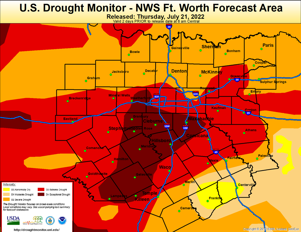 Drought conditions in North Texas