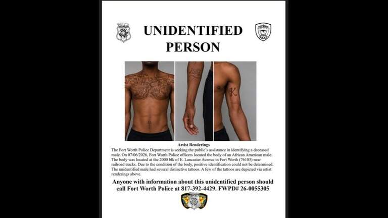 Fort Worth police try to identify man found dead, release images of tattoos